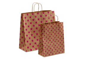 tausendtypentragetaschen - Papierkordeltasche Sterne pink