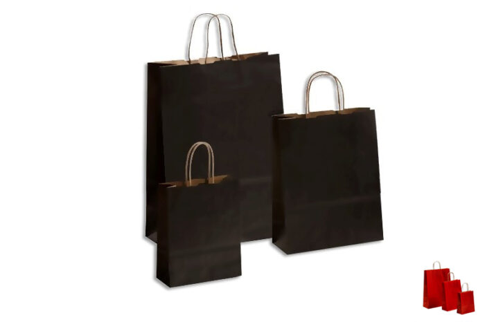 Papiertasche Naturell schwarz und rot tausendtypentragetaschen
