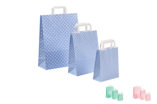 tausendtypentragetaschen - Papiertasche Punktum pastell mit Flachhenkel