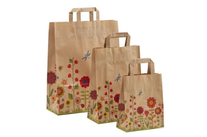 Papiertragetasche Sommerblumen natur