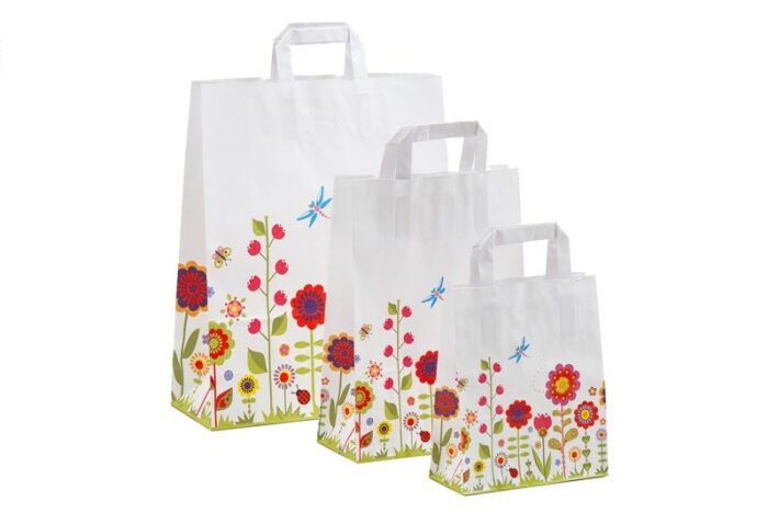 Papiertragetasche Sommerblumen weiß