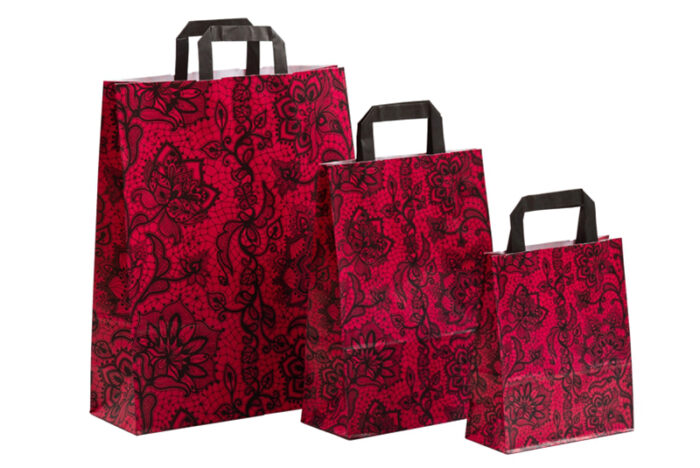 tausendtypentragetaschen - Papiertasche Spitze rubin - Flachhenkeltasche