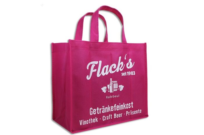 Flacks Getränkefeinkost - NonWoven-Flaschenträger 34x30+18 cm - 1-farbig Siebdruck