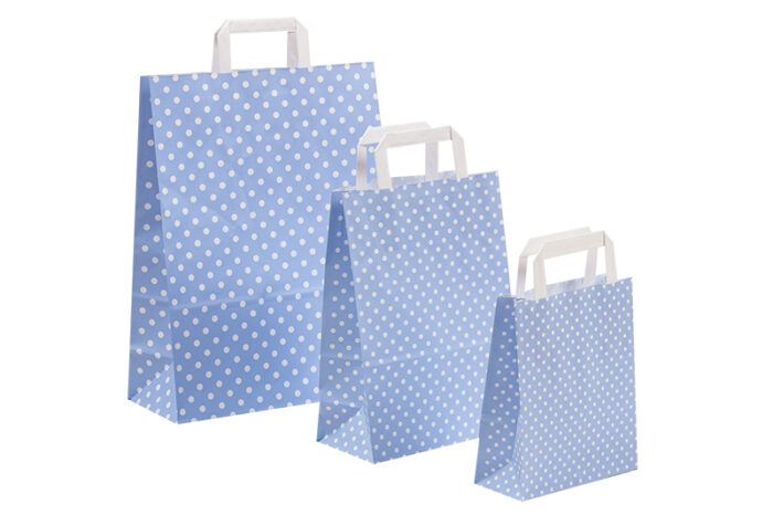 tausendtypentragetaschen - Papiertasche Punktum pastell blau - Flachhenkeltasche