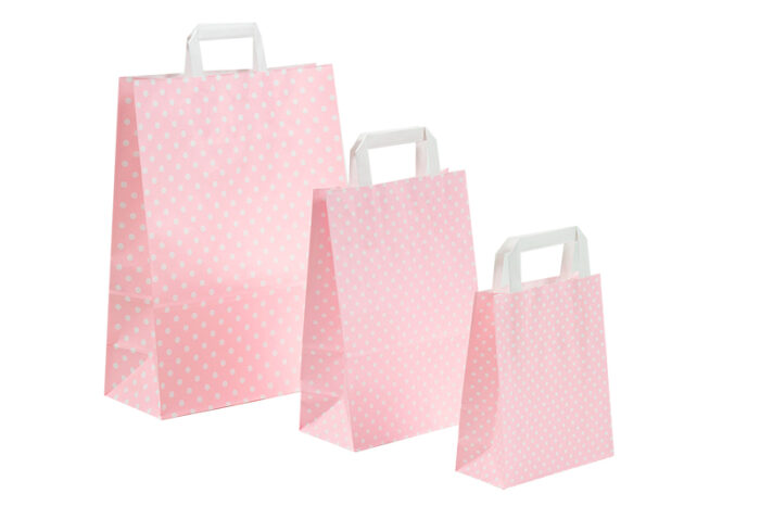 tausendtypentragetaschen - Papiertasche Punktum pastell rosa - Flachhenkeltasche