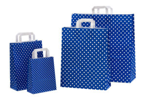 tausendtypentragetaschen - Papiertasche Punktum blau - Flachhenkeltasche