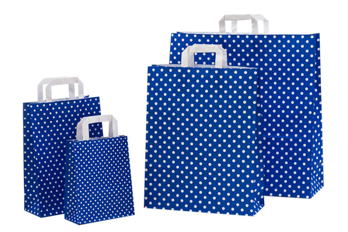 tausendtypentragetaschen - Papiertasche Punktum blau - Flachhenkeltasche