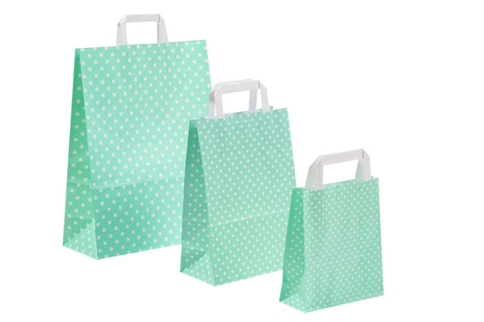 tausendtypentragetaschen - Papiertasche Punktum pastell mint - Flachhenkeltasche