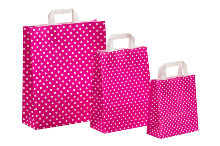 tausendtypentragetaschen - Papiertasche Punktum pink - Flachhenkeltasche