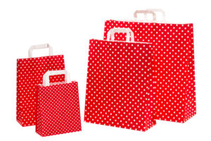 tausendtypentragetaschen - Papiertasche Punktum rot - Flachhenkeltasche