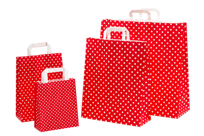 tausendtypentragetaschen - Papiertasche Punktum rot - Flachhenkeltasche
