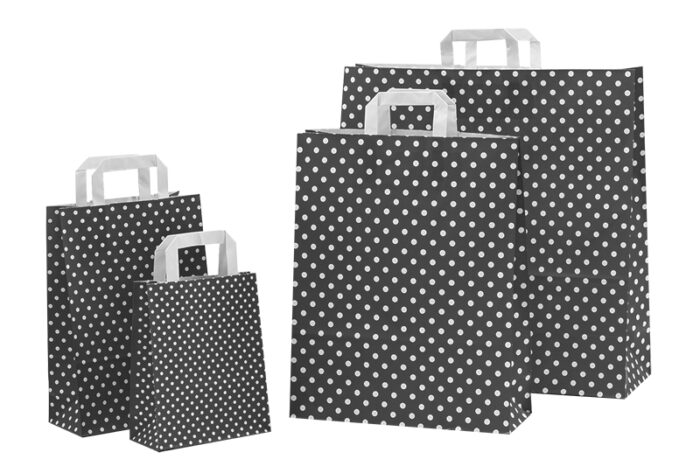 tausendtypentragetaschen - Papiertasche Punktum schwarz - Flachhenkeltasche
