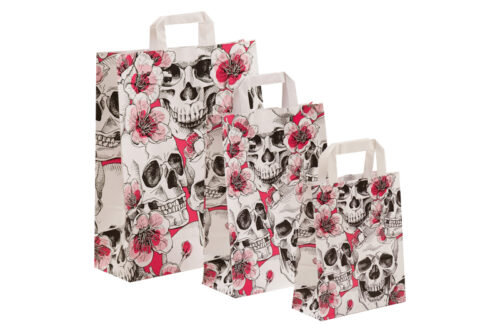 tausendtypentragetaschen - Papiertasche skulls&flowers