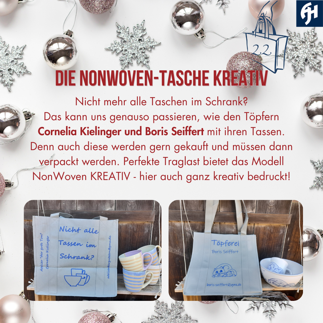 Taschenadventskalender-türchen 22 mit den Tragetaschen KREATIV aus NonWoven