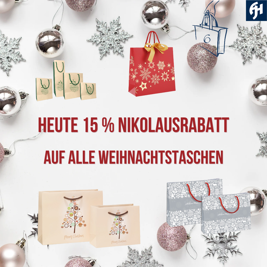 Weihnachtstaschen-Rabattaktion zum Nikolaus bei tausendtypentragetaschen