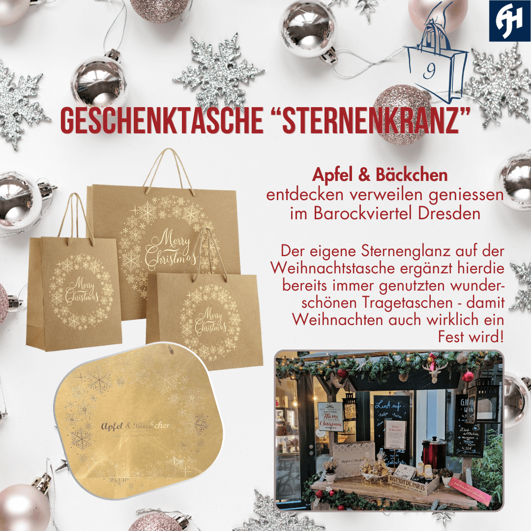 Adventskalender Geschenktasche Sternenkranz Apfel&Bäckchen