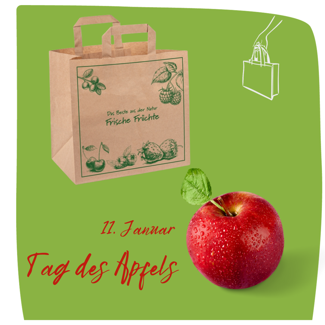 Papiertasche Frische Früchte aus Kraftpapier zum Tag des Apfels