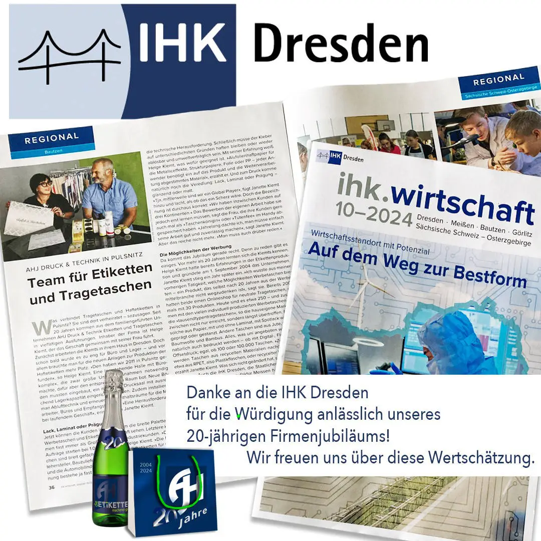 Tausentypentragetaschen - 20 Jahre AJH in der IHK Dresden Zeitschrift