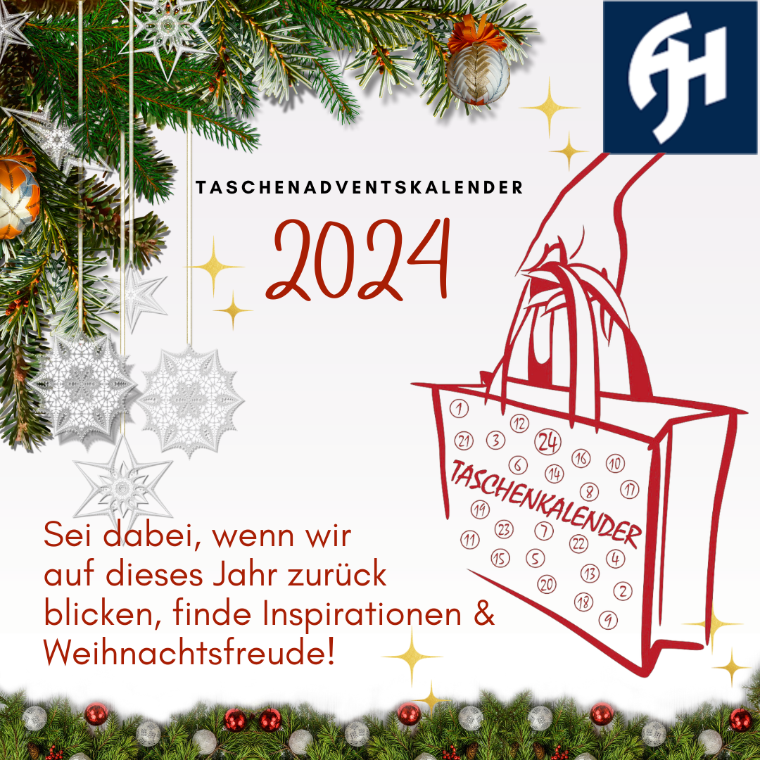 Weihnachtsbild mit Tragetasche als Adventskalender
